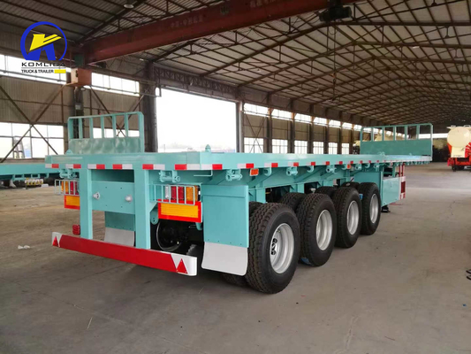 4 eixos 40FT 45FT 50tão de reboque de cama plana com fechadura de contentor e Q345b de aço viga principal
