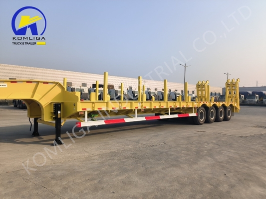 60 80 100 Tons Lowboy Semi-trailer com 7000-8000mm Base de rodas e 15/80/22.5 Pneus