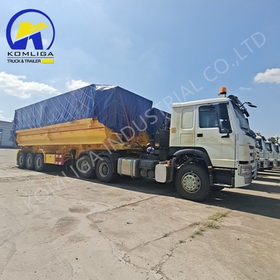 Pista de aço 1820mm U forma traseira camião hidráulico de descarga de carregamento semi-reboque 35cbm 3 eixos