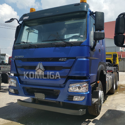 Design de pneu radial e caixa de engrenagens Hw19710 Sinotruk 6X4 HOWO Container Truck Head Used Tractor