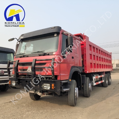 Red 8X4 Trucks 371 HP 375HP 400HP 420HP Sinotruk Heavy Duty Tipping Tipper Dumper Second Hand Dump Truck e HOWO Truck para o mercado africano