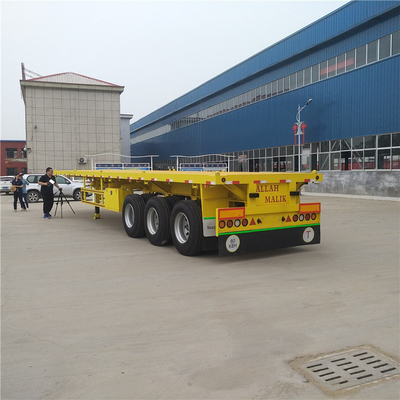 3 eixos 40 FT Chassis de contêiner de semi-reboque de banco plano com suporte técnico de peças sobressalentes