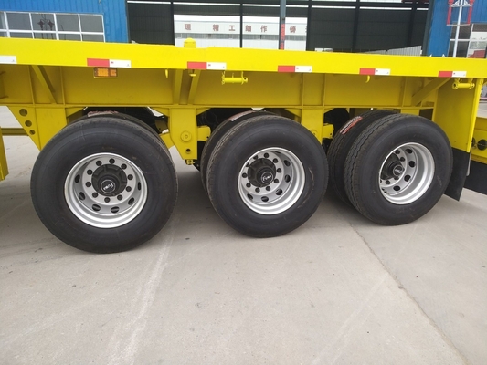 3 eixos 40 FT Chassis de contêiner de semi-reboque de banco plano com suporte técnico de peças sobressalentes