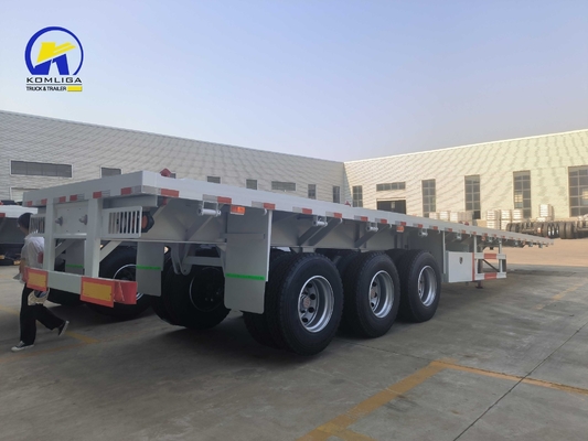 3 eixos 40 FT Chassis de contêiner de semi-reboque de banco plano com suporte técnico de peças sobressalentes