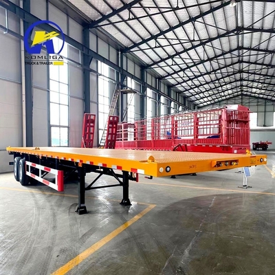 7000-8000mm Base de rodas de trabalho pesado 13t Fuwa 30-100t Semi-reboque plana para benefício