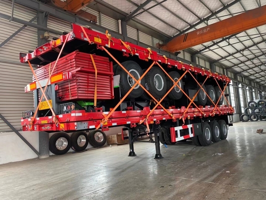 40FT Container 600mm 12,5m 13m 3 eixo porta lateral Semi-trailer com design de piso plano