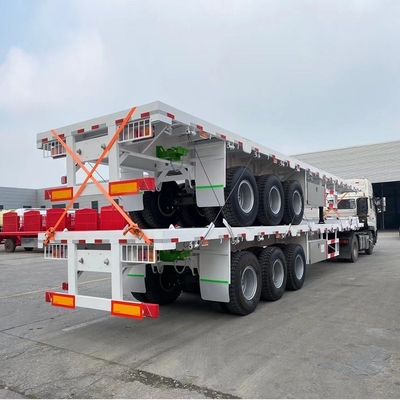 3 eixos 40FT 48FT Flatbed Trailer com caixa de ferramentas de uma peça 1m * 0.5m * 0.5m Certificado ISO9001
