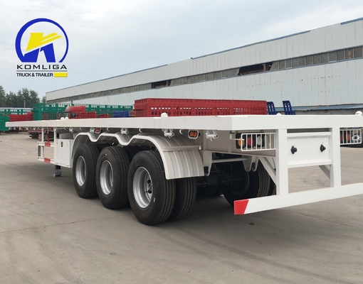 50T Capacidade de carga Semi-trailer de cama plana Trailer de contêiner para as suas necessidades de transporte