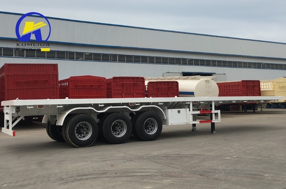 50T Capacidade de carga Semi-trailer de cama plana Trailer de contêiner para as suas necessidades de transporte