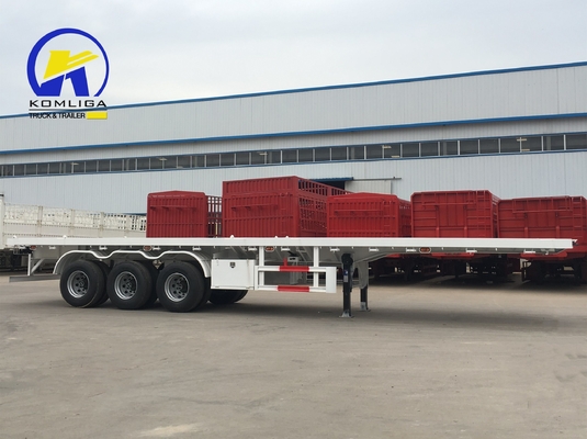 50T Capacidade de carga Semi-trailer de cama plana Trailer de contêiner para as suas necessidades de transporte