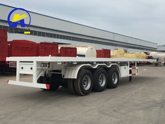 50T Capacidade de carga Semi-trailer de cama plana Trailer de contêiner para as suas necessidades de transporte