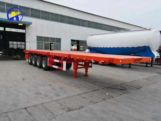 4 eixos 45FT Semi-reboque de cama plana com 12 unidades de pneus e Q345b aço viga principal