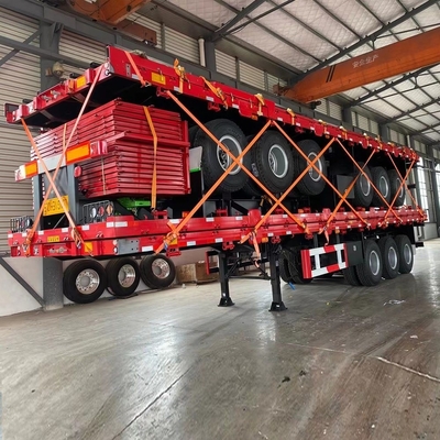 4 eixos 45FT Semi-reboque de cama plana com 12 unidades de pneus e Q345b aço viga principal