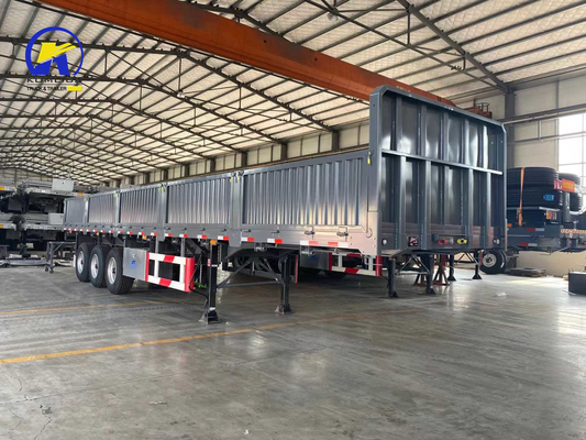 Semi-reboque de transporte de contentores de 20 pés e 40 pés com parede lateral e pneus 315/80r22.5.12r22.5