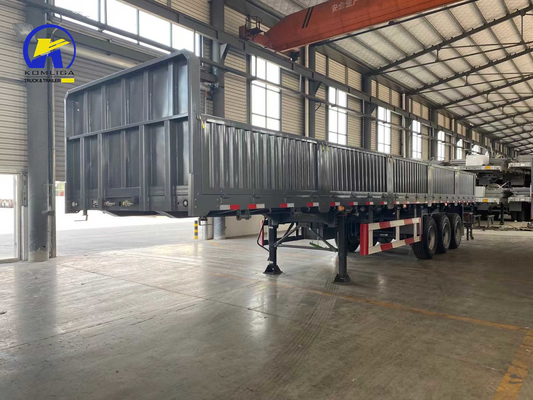 Semi-reboque de transporte de contentores de 20 pés e 40 pés com parede lateral e pneus 315/80r22.5.12r22.5