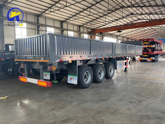 Semi-reboque de transporte de contentores de 20 pés e 40 pés com parede lateral e pneus 315/80r22.5.12r22.5