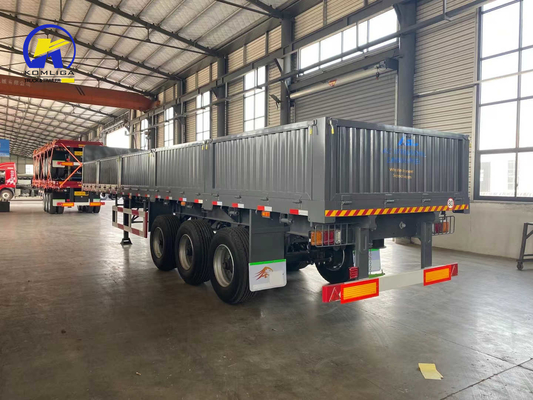 Semi-reboque de transporte de contentores de 20 pés e 40 pés com parede lateral e pneus 315/80r22.5.12r22.5