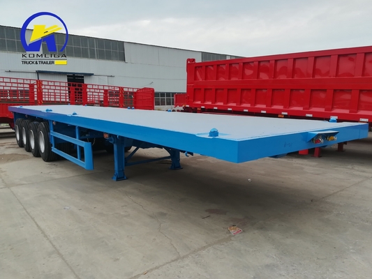 Plataforma de transporte de contêineres de 40 toneladas, 60 toneladas, 3/4 eixos, 40 pés, semi-reboque de piso plano com luz LED