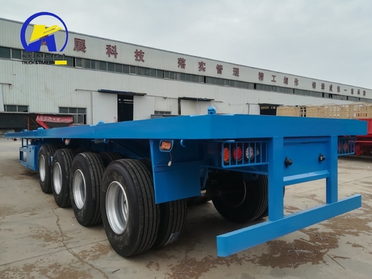4 eixos 12 unidades 40FT 45FT 20ft Drop Container de cama plana Semi-remolque para mercadorias de valor