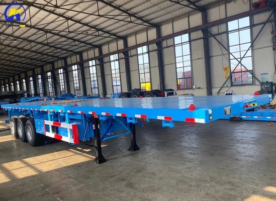 Em bom estado, 3 eixos 40FT 48FT Trailers de cama plana com e Jost duas velocidades de apoio perna