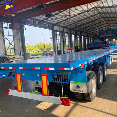 Em bom estado, 3 eixos 40FT 48FT Trailers de cama plana com e Jost duas velocidades de apoio perna