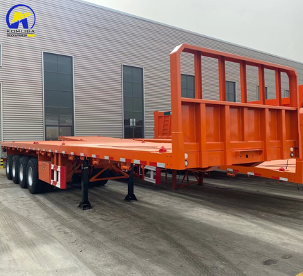 50 T Capacidade de carga Container de aço Semi-remolque de cama plana para transporte de carga pesada