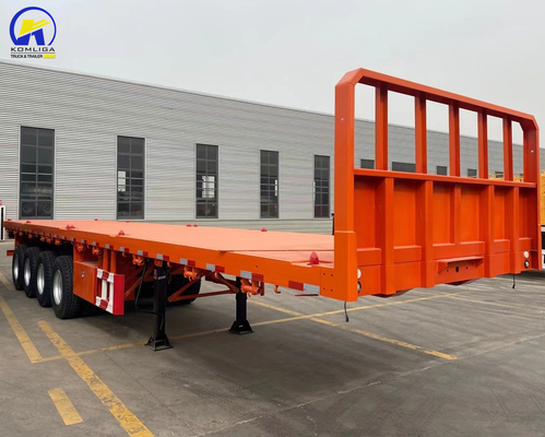 3 eixos 4 eixos 40FT 48FT Semi-reboque de cama plana com pneus e peso de carga aproximado 6.2 T