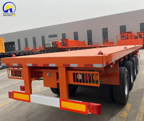 3 eixos 4 eixos 40FT 48FT Semi-reboque de cama plana com pneus e peso de carga aproximado 6.2 T