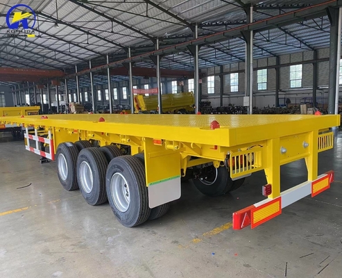 3 eixos 4 eixos 40FT 48FT Semi-reboque de cama plana com pneus e peso de carga aproximado 6.2 T