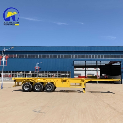 Semi-reboque esqueleto de 40 toneladas e 40 pés, de 3 eixos directos, com vigas laterais de aço de 16 mm