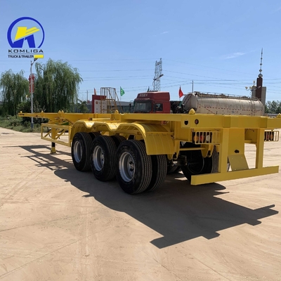 Semi-reboque esqueleto de 40 toneladas e 40 pés, de 3 eixos directos, com vigas laterais de aço de 16 mm
