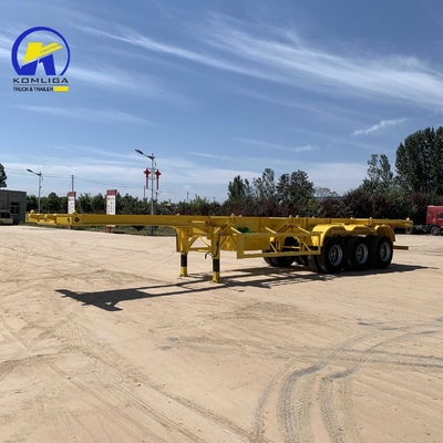Semi-reboque esqueleto de 40 toneladas e 40 pés, de 3 eixos directos, com vigas laterais de aço de 16 mm