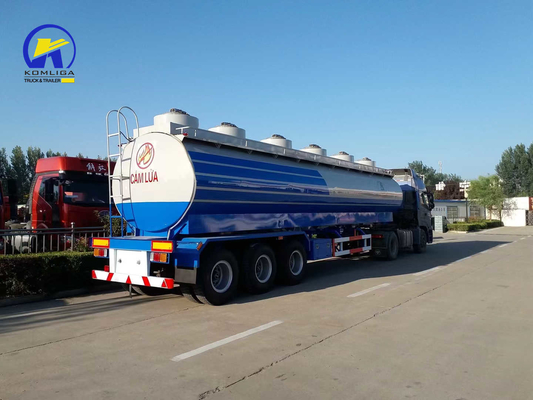 Pedido personalizado Tanque de combustível de cor branca e azul Semi-reboque com banda de rodagem de 1820mm