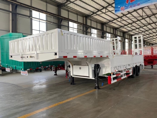 Trailer de cama baixa com rampa de parede lateral Lowboy Semi Trailer LED Light Extintor de incêndio