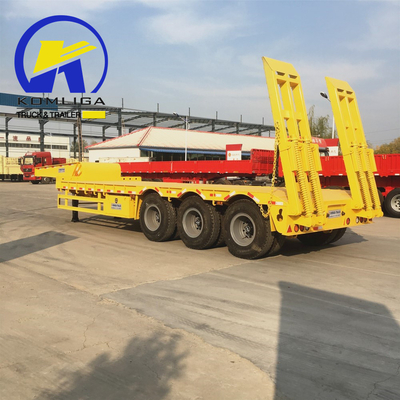 Suspensão mecânica 40FT 3 eixos Semi-reboque de banco plano/baixo para contêiner/máquina