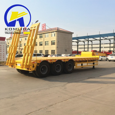 Suspensão mecânica 40FT 3 eixos Semi-reboque de banco plano/baixo para contêiner/máquina