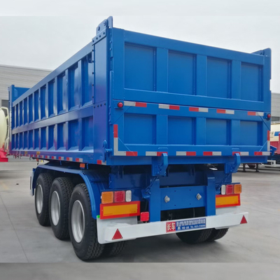 3 eixos 60tons 70tons End Tipper 35 45 metros cúbicos Trailers de descarga com feixe principal para baixo