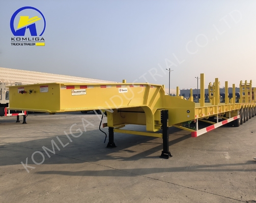 60 80 100 Tons Lowboy Semi-trailer com 7000-8000mm Base de rodas e 15/80/22.5 Pneus