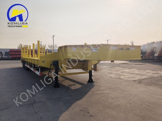 60 80 100 Tons Lowboy Semi-trailer com 7000-8000mm Base de rodas e 15/80/22.5 Pneus