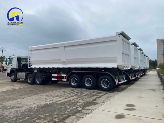 2/3/4 eixos Trailers de inclinação 60tons 70tons 80tons Capacidade de levantamento frontal Semi-Dump Trailer