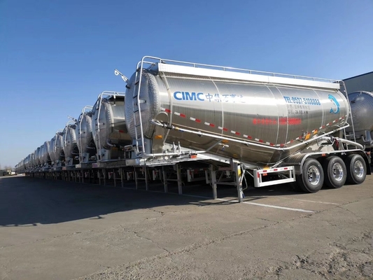 2 peças ABS Opcional 3 eixos Cimento a granel Tanker Semi-trailers com porta pneus sobressalentes