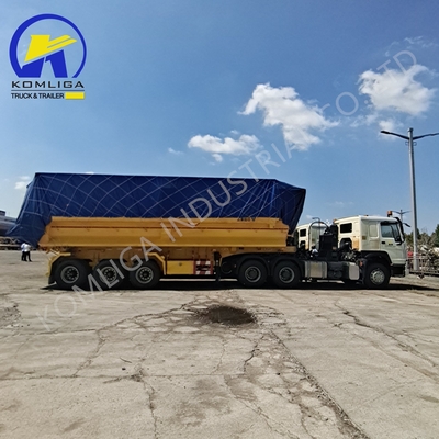 Pista de aço 1820mm U forma traseira camião hidráulico de descarga de carregamento semi-reboque 35cbm 3 eixos