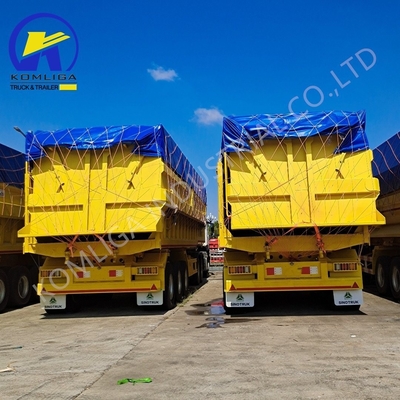 Pista de aço 1820mm U forma traseira camião hidráulico de descarga de carregamento semi-reboque 35cbm 3 eixos