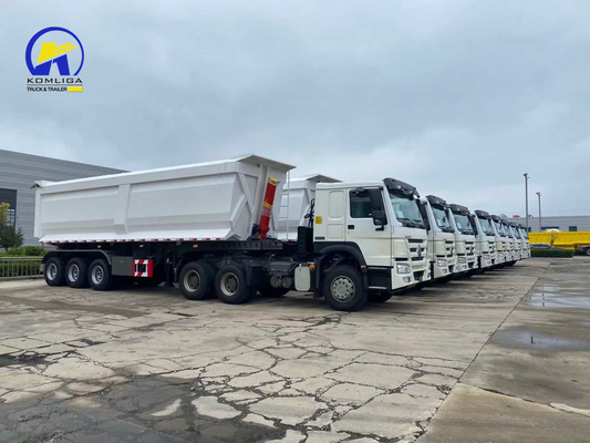 Sinotruk Branco 3 eixos em forma de U Dump Trailer Tipper Semi-trailer com sistema de travagem Wabco
