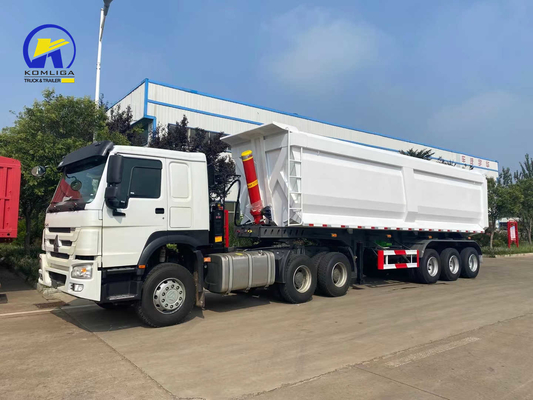 Sinotruk Branco 3 eixos em forma de U Dump Trailer Tipper Semi-trailer com sistema de travagem Wabco